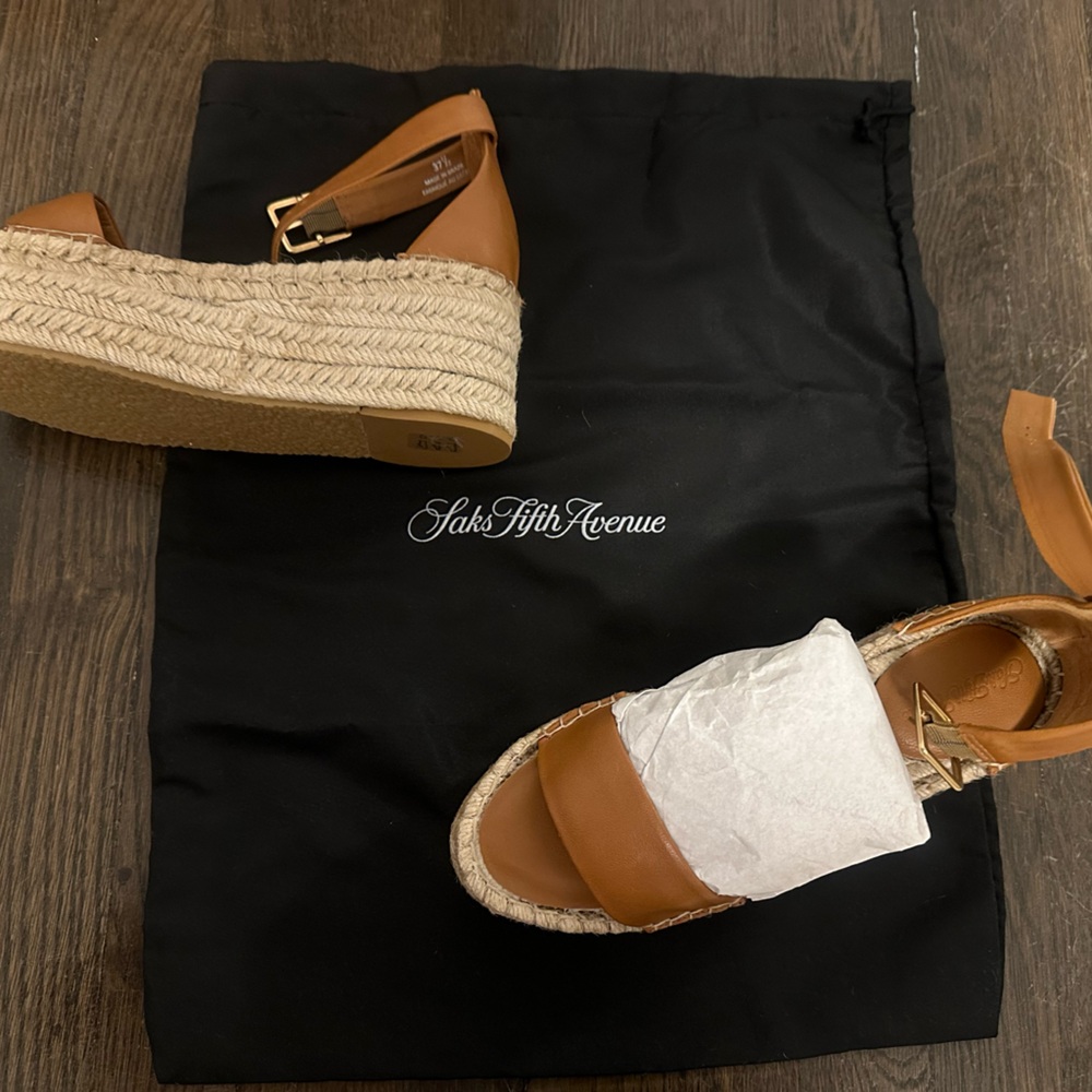 NIB w dust bag Espadrille platform Sandals - Saks Fifth Avenue - 37.5 - Miele